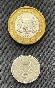 Singapur 2015 1 dólar y 2014 10 centavos Singapur - Imagen 1 de 2