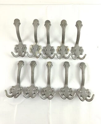 10 ganchos de pared vintage de aluminio ganchos de armario ganchos dobles de latón Foto 1 de 4