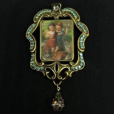 Broche Michal Negrin Retro Bebé Hermosas Flores Cristales Colección Antigua Israel Foto 1 de 4