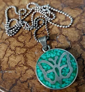 Collana Ciondolo Farfalla Argento Sterling Vecchia - Foto 1 di 3