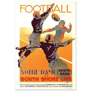 Notre Dame Football South Shore Line Poster Hand Pulled Lithograph Brenneman - Picture 1 of 2