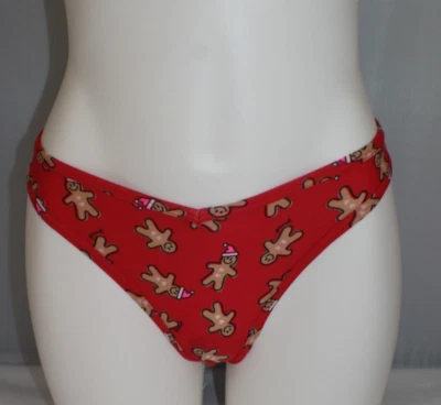 Victoria’s Secret ROSA Tanga Tanga Panty Rojo Vacaciones Multi Pan de Jengibre L NUEVO Foto 1 de 4