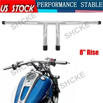 8"Rise T-Bars 1-1/4" Handlebar Drag Bar Chrome For Harley Sportster Dyna Softail Foto 1 de 4