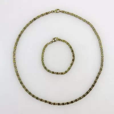 Vintage 925er Silber Vergoldete Halskette Und Armband, Griechisches Muster • 9.90€