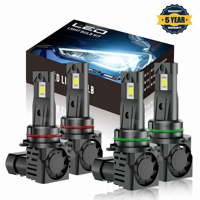 For GMC SAVANA 4500  2009-2019 LEDHeadlights Bulbs High+Low Beam White 9005 9006 - Image 1 of 4