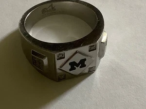 Beliza Design Stainless Steel M Initial w/ Small Diamonds Ring Size 10.5 - Picture 1 of 5