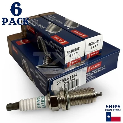 6 Pack Denso 3417 Iridium Long Life Spark Plugs SK16HR11 - Image 1 of 3
