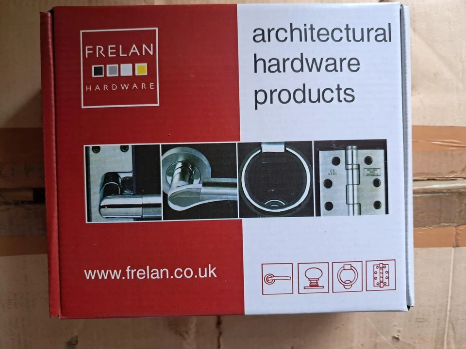 Door Handles (pair) by FRELAN  Polish Chrome Brown Leather JV4006PC - BRAND NEW - Image 1 of 4