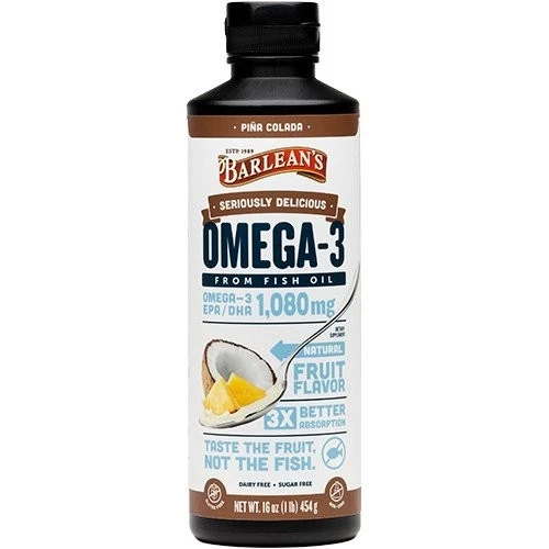 Óleo de peixe Barlean's Serious Delicious ômega-3 pina colada 16 oz líquido - Imagem 1 de 1