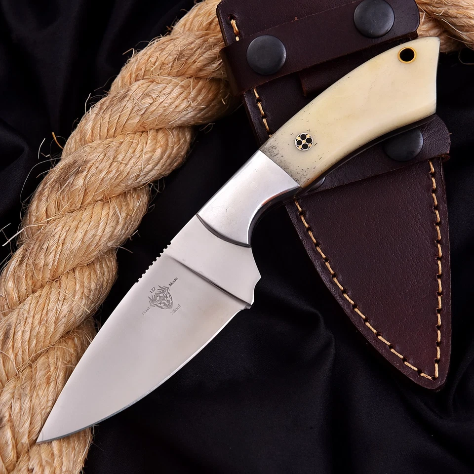 Hecho a mano D2 personalizado hueso de camello caza desollador camping deporte EDC cuchillo con funda Foto 1 de 4