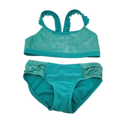 Bikini de 2 piezas Cat & Jack traje de baño de secado rápido para niñas pequeño 6/6X escamas verde Foto 1 de 4