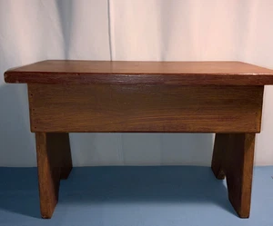 Vintage 18’’x 11’’ Solid Wood Foot Stool Bench Rustic Primitive Milking Handmade - Picture 1 of 8