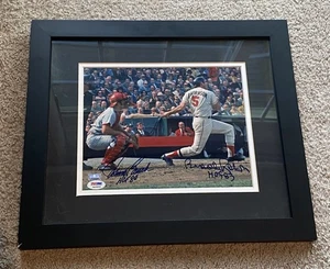 MLB HOF Johnny Bench Brooks Robinson Dual Autograph 8x10 Photo Framed PSA/DNA - Picture 1 of 8