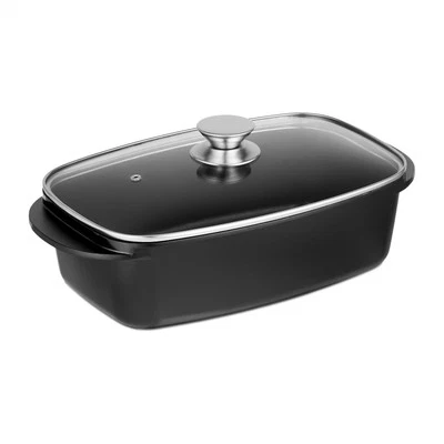 Roaster Frying Pot Casserole Dish 5 Litre Heat Resistant Roaster with Lid - Image 1 of 4