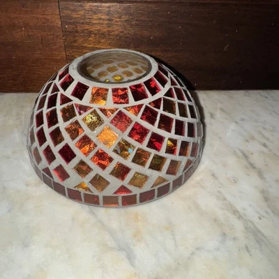 Yankee свеча банка абажур верхний витраж мозаика красный и золотой - Изображение 1 из 4