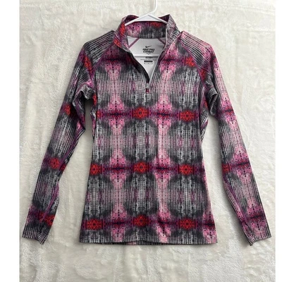 Camiseta deportiva Nike Pro Combat ajustada Popover M rosa tie dye Foto 1 de 4