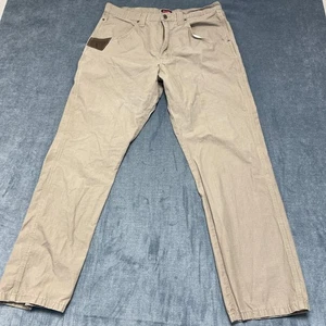 Wrangler Workwear Technician Pants Men 36x32 Tan Cotton Phone Pocket Relaxed Fit - Picture 1 of 13
