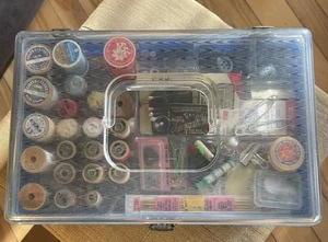 Vintage 70s Wilson Wil-hold Blue Sewing Box Notions Thread Accessories - Picture 1 of 17