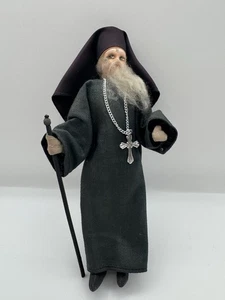 Vintage Russian Greek Orthodox Priest Doll Figurine w/ Beard & Staff Religious - Picture 1 of 15