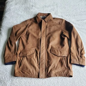 Vintage Columbia Leather Jacket Dark Brown Overcoat Duster Lined Mens M-L - Picture 1 of 9
