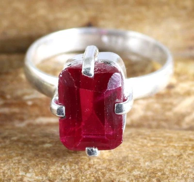 Naturale 8 KT Smeraldo Taglio Padparadscha Zaffiro Rosa Gemme Certificato Unisex - Immagine 1 di 4