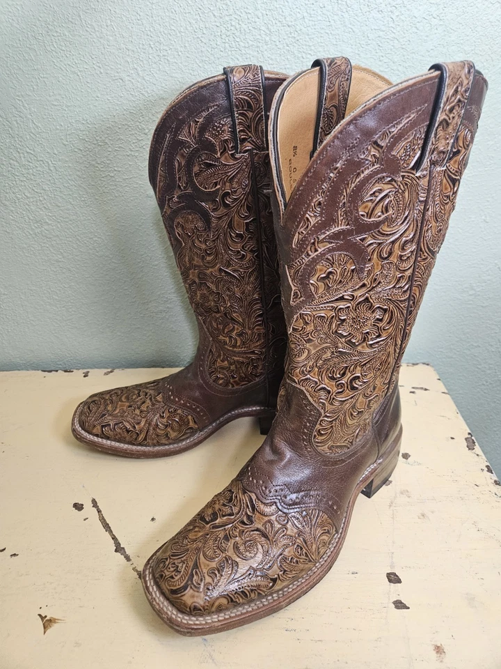 Womens Boulet 8.5 C Tooled Leather Cowboy Western Boots - Image 1 of 4