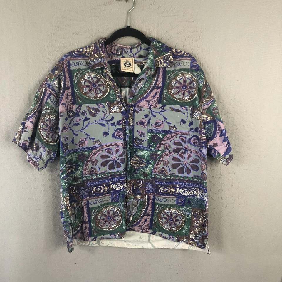 Vintage Gotcha Shirt Mens Large Multicolor Abstract Print Short Sleeve 90s Surf - Image 1 of 4