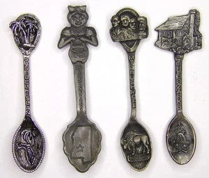 ⭐CUCHARAS DE PELTRE INUSUALES ~ Sanibel, Mt Rushmore, Ozarks, Mississippi ~ De colección 1980 - Imagen 1 de 10
