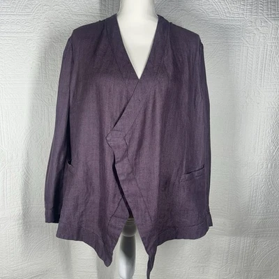 Top Coldwater Creek para mujer púrpura lino XL manga larga frente abierto ligero Foto 1 de 4