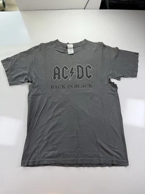 Camiseta AC/DC Back In Black Band Mediana Desteñida Banda Envejecida 2007 *AGUJEROS DE COLECCIÓN Foto 1 de 4