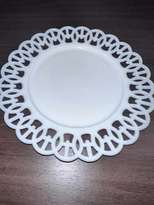 "Plato decorativo vintage Westmoreland blanco vidrio esmerilado borde con cordones 9""" - Imagen 1 de 5
