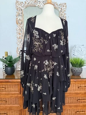 Asos Design Black Beaded Dress Blousen sz US 8 M - Image 1 of 4