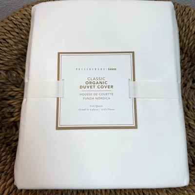 POTTERY BARN TEEN CLASSIC ORGANIC DUVET COVER, FULL/QUEEN ~ WHITE - Image 1 of 4