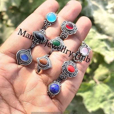 Sunstone & Mix Gemstone 50PC Rings 925 Sterling Silver Plated Bulk Lot Jewellery - image 1 of 4