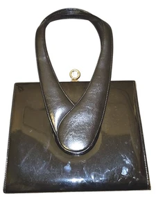 Francois Of California Patent LeatheBlack purse Classic Retro with gold hardware - Picture 1 of 6