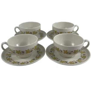 Syracuse Vintage Cups and Saucers Lot of 4 Carefree True Grape Yellow Leaves USA - Picture 1 of 13