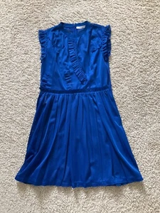GIVENCHY PARIS PLATED SKIRT MESH MINI DRESS  SIZE 42 FR BLUE - Picture 1 of 12