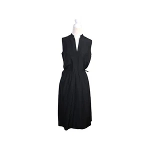 Vince Midi 100% Silk Dress Size XS Solid Black Relaxed Fit Sleeveless - Picture 1 of 11