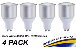 4 x 12W GU10 Compact Fluorescent Lamps Globes Bulbs 4000K Cool White CFL - Picture 1 of 7