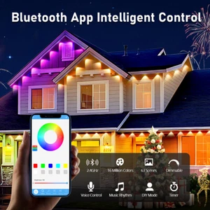 100FT Permanent Outdoor Eaves Light Smart RGB IC Waterproof With APP Control Kit - Picture 1 of 18