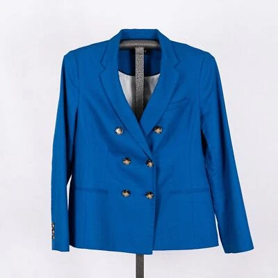 Blazer Talbots Clásico Doble Pecho Mezcla Algodón Azul Talla 8 Carrera Tradición Foto 1 de 4