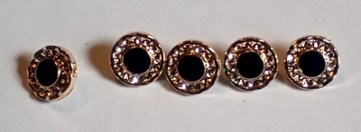 5 botones redondos de vástago de plástico costura artesanía centro negro plata 5/8"  Foto 1 de 2