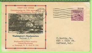 #727 Peace Proclamation April 19 1933 Newburgh NY, PL# 7 First Eagle Cover - Picture 1 of 1