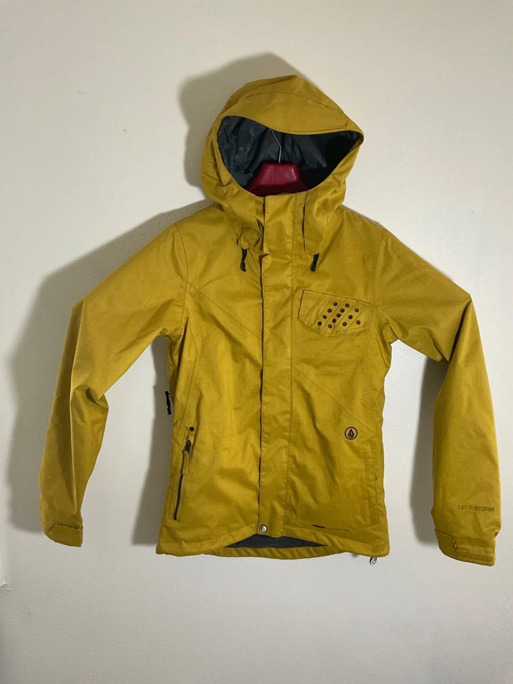 Volcom Womens EQS Fit Hooded Snowboarding Jacket Yellow S Weatherproof - Image 1 of 3
