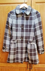 Last Kiss Women's Size S Brown and White Lined Fitted Coat - Picture 1 of 4