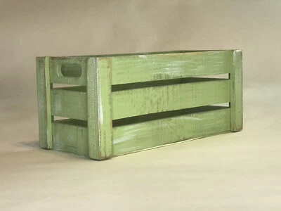 Wood Crate Small Storage w/Handles - Rustic Green Finish - 5"x13" - Image 1 of 4