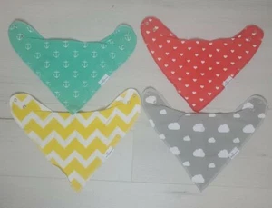 4-Pack Unisex Baby Bandana Drool Bibs w/Snaps 100% Soft Organic Cotton - Picture 1 of 8