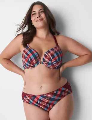 NUEVO CON ETIQUETAS Lane Bryant CACIQUE RUIBARBO CUADROS CON ENCAJE ALGODÓN HIPSTER Talla 26 28 Foto 1 de 2