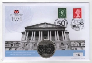 2021 Guernsey Five Pounds Coin Cover 50th Anniversary of Decimalization - Picture 1 of 3