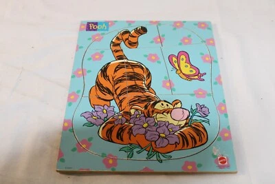 Vintage Mattel Pooh Tigger and Flowers Wooden Puzzle - Image 1 of 2